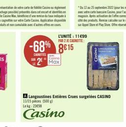 -68% 8615  CARNETTES  LE  Casino  2 Max  L'UNITÉ : 11€99 PAR 2 JE CAGNOTTE:  ORISE  LANGU 