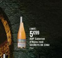L'UNITÉ:  5€99  AOP Cabernet d'Anjou rosé SECRETS DE CHAI  75cl 
