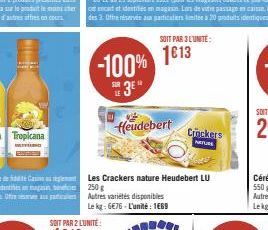 SOIT PAR 3 L'UNITÉ:  fleudebert  Les Crackers nature Heudebert LU 250g  Crockers  NATURS 