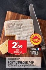 1950  209  220  EXCELLENCE  PONT L'ÉVÊQUE AOP  22% MG sur le produit fini.  ORIENE FRANCE 