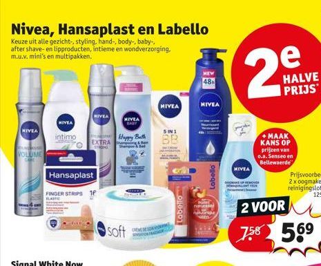 Nivea, Hansaplast en Labello  Keuze uit alle gezicht-, styling, hand-, body-, baby-, after shave-en lipproducten, intieme en wondverzorging, m.u.v. mini's en multipakken.  NIVEA  AKSI  VOLUME Car  int