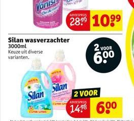 Silan wasverzachter 3000ml Keuze uit diverse varianten.  Silan Silan  ADVIESPRIJS  ADVIESPRES  10⁹⁹  2 VOOR  6,0⁰  2 VOOR 