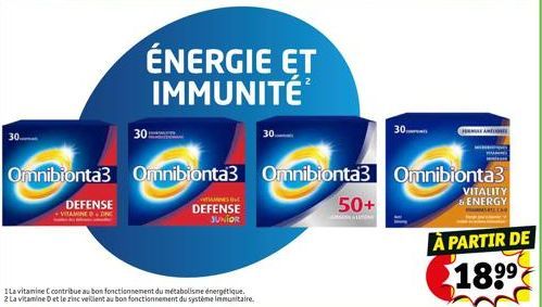 30.  DEFENSE  30:  ÉNERGIE ET IMMUNITÉ  1 La vitamine C contribue au bon fonctionnement du métabolisme énergétique.  2 La vitamine D et le zinc veillent au bon fonctionnement du système immunitaire.  