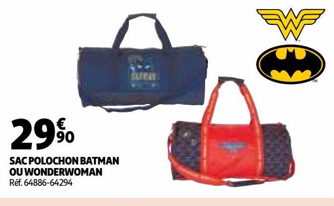 SAC POLOCHON BATMAN OU WONDERWOMAN