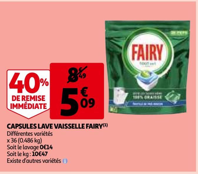 CAPSULES LAVE VAISSELLE FAIRY