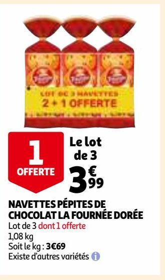 NAVETTES PÉPITES DE CHOCOLAT LA FOURNÉE DORÉE