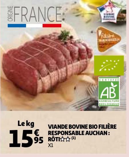 VIANDE BOVINE BIO FILIÈRE RESPONSABLE AUCHAN : RÔTI