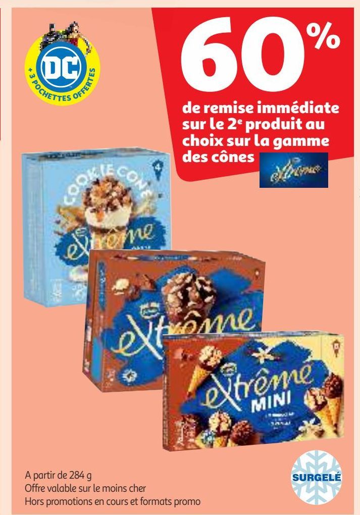 60% de remise immédiate sur le 2e produit au choix sur la gamme des cônes Extreme