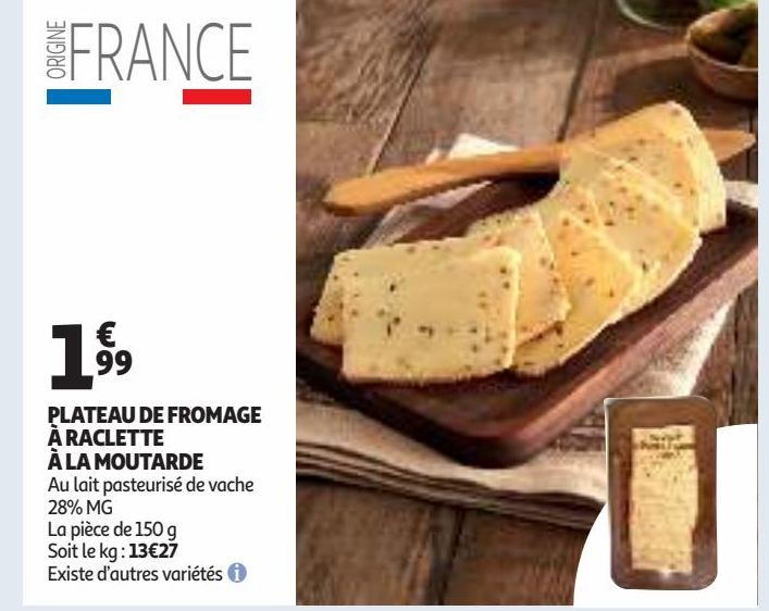 PLATEAU DE FROMAGE À RACLETTE À LA MOUTARDE