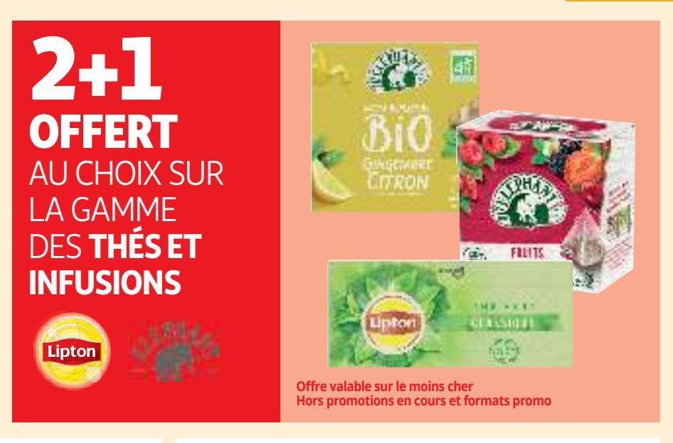 2+1 OFFERT AU CHOIX SUR LA GAMME DES THÉS ET INFUSIONS LIPTON