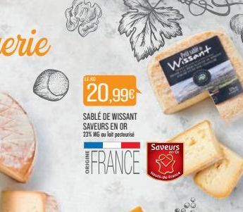 O  LENG  20,99€  SABLÉ DE WISSANT SAVEURS EN OR 23% MG au lait pasteuris  FRANCE  Wissant  Saveurs  ev Or  Hauts-de-France 