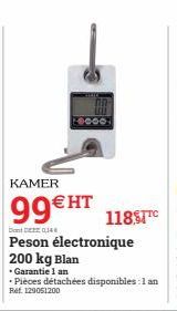 (2000)  Peson électronique  200 kg Blan  • Garantie 1 an  Pièces détachées disponibles : 1 an Ref. 129051200 