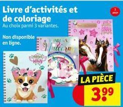 Livre d'activités et de coloriage Au choix parmi 3 variantes.  Non disponible en ligne.  RAC  altern  LA PIÈCE  39⁹  