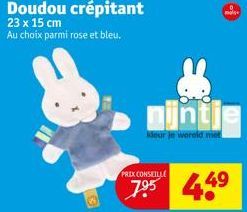 Doudou crépitant  23 x 15 cm Au choix parmi rose et bleu.  nijntje  ideur je wereld met  PRIX CONSEILLE  7.⁹5 449 