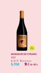 HONS  BECYRAND  MONSIEUR DE CYRANO 2021  A.O.P. BERGERAC  5,70€ 16-18°c  