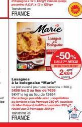 Transtormen FRANCE  Marie  Lasagnes Bolognaise  even  Lasagnes  à la bolognaise "Marie"  Le placutaine pour une person-300g 5668 les 2 au lieu de 7€58 9647 le kg au lieu de 12664 Panachage possible av