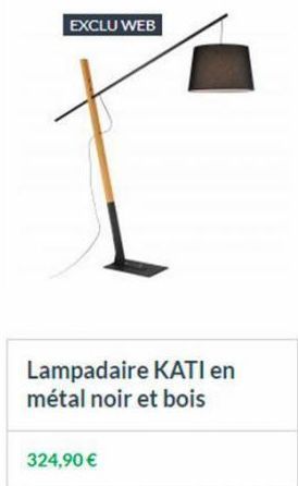 Lampadaire KATI en métal noir et bois  324,90 € 
