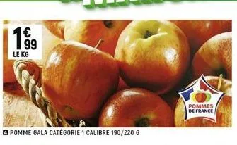 199  le kg  pomme gala catégorie 1 calibre 190/220 g  pommes de france 