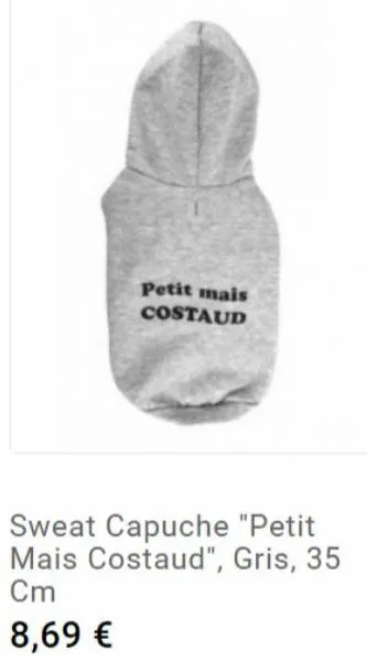 petit mais costaud  sweat capuche "petit mais costaud", gris, 35 cm  8,69 € 