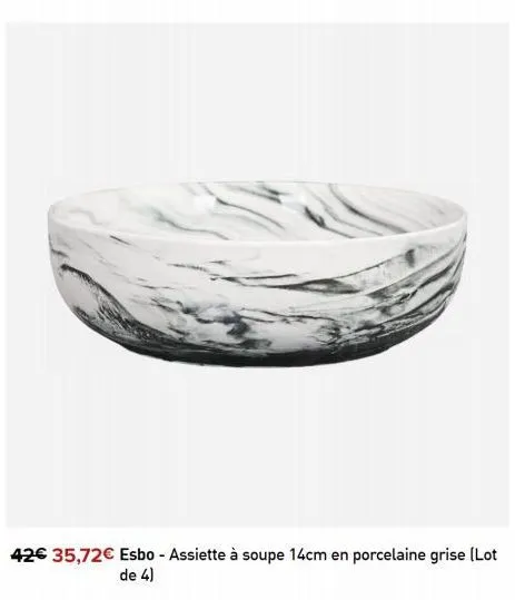 42€ 35,72€ esbo - assiette à soupe 14cm en porcelaine grise (lot de 4) 