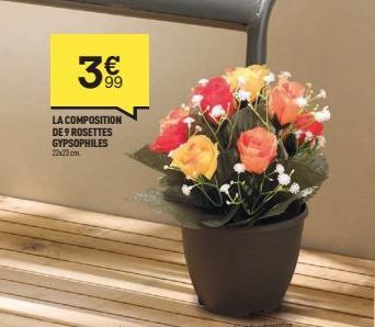 3€  LA COMPOSITION DE 9 ROSETTES GYPSOPHILES 72x23cm  