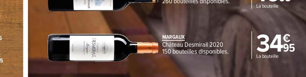 DESMIRAIL  MARGAUX  Château Desmirail 2020 150 bouteilles disponibles.  34.95  La bouteille 