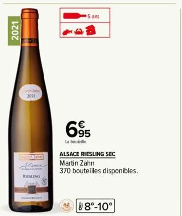 2021  in zahn  2021  alsace  riesling  5 ans  695  la bouteille  alsace riesling sec  martin zahn  370 bouteilles disponibles.  88°-10° 