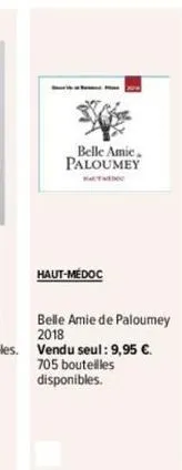 3  belle amic paloumey  kated  haut-medoc  belle amie de paloumey 2018  vendu seul: 9,95 €. 705 bouteilles disponibles. 