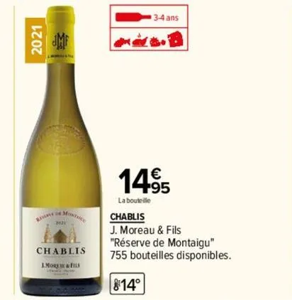 2021  jmf  remote  chablis  imore & fils  3-4 ans  14⁹5  la bouteille 