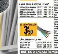cable souple hosvvf 1.5 mm  2x1.5 2015-10  361.5  261.5 mm lanc-as mit 261.5m-10  56-1.5 mm gris le m  350  ht:22  cable hosvvf 1.5 mm pris  56-13  46-25  j'  1645 1045 171-18  25 