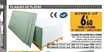 ce nf  *******  ba13 hydro ce -le m²  660  19680 la plaque ht:5e50 le m 16450 la plaque 