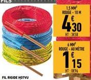 HT:3658 6 MM² ROUGE-AU METRE  1,5 MM ROUGE-10 M  430  115  HT:0€96 