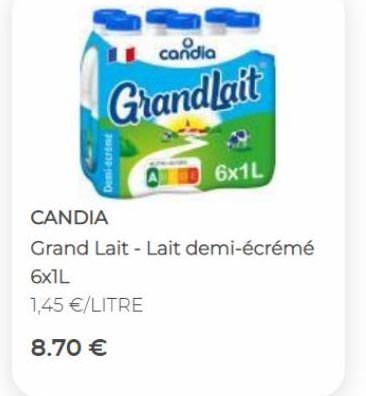 lait demi-écrémé Candia