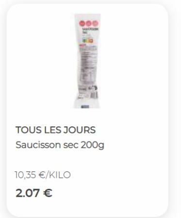 saucisson sec TOUS