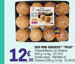 12€  Mini burgers  SAVEUR 2022 