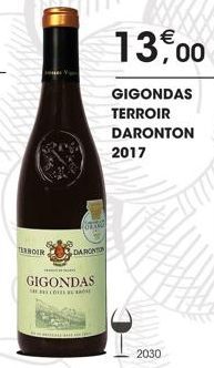 TERROIR  HEM  (37  DARONTO  GIGONDAS  CO  13,00  GIGONDAS TERROIR  DARONTON  2017  2030 