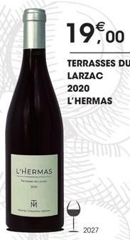 H  L'HERMAS  M  19,00  TERRASSES DU  LARZAC  2020  L'HERMAS  2027 