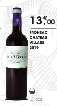 chatea villars  www 13,00  fronsac  chateau  villars 2019  2025 
