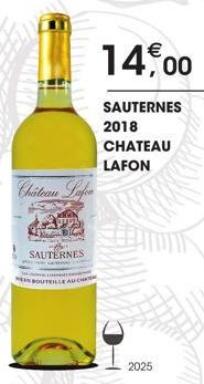 Chateau Lafon  SAUTERNES  EIN BOUTEIL  ADH  14,00  SAUTERNES 2018  CHATEAU  LAFON  2025 