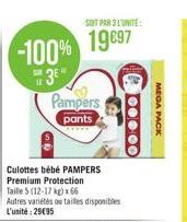 SOT PAROL UNITE:  -100% 1997  3E"  LE  Pampers  pants  00000  MEGA PACK 