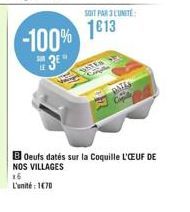 SOIT PAR 3L'UNITÉ:  -100% 1613  3E  ANTES  BOeufs datés sur la Coquille L'ŒUF DE NOS VILLAGES  16  L'unité: 170 