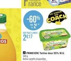 -60%  2⁹  soit par 2 lunite:  2017  le choix du  coach  primeverne 