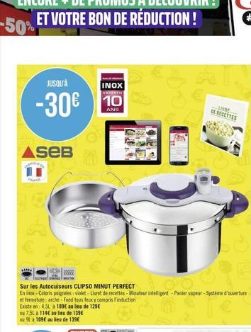 JUSQU'À  -30€  AseB  INOX  CARENTIE  10  ANS  LIVRE  DE RECETTES 