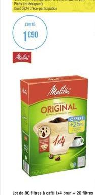 L'UNITE  1€90  Melitta ORIGINAL  8  1x4  OFFERT  +25 