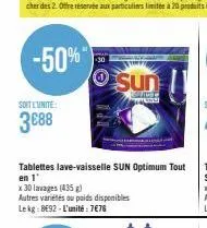 soit l'unite:  3088  -50%  sun  s 