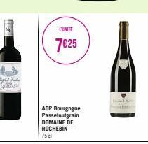 L'UNITE  7€25  AOP Bourgogne Passetoutgrain  DOMAINE DE ROCHEBIN 75 cl 