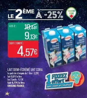 lait demi-écrémé cora