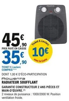 Promo Radiateur soufflant dëlonghi chez E.Leclerc