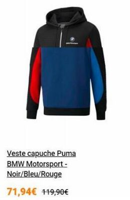 Veste capuche Puma BMW Motorsport - Noir/Bleu/Rouge  71,94€ 119,90€ 