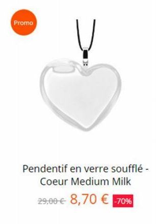 Promo  Pendentif en verre soufflé - Coeur Medium Milk  29,00 € 8,70 € -709 